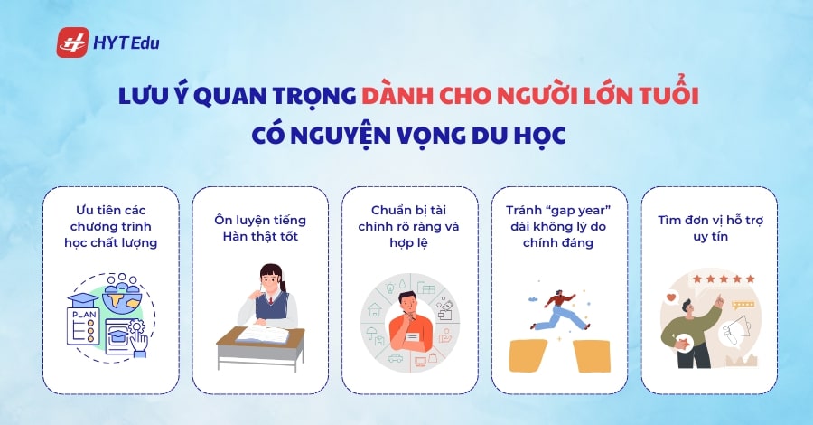 Có giới hạn độ tuổi khi đăng ký du học Hàn Quốc không? Lưu ý quan trọng dành cho người lớn tuổi có nguyện vọng du học