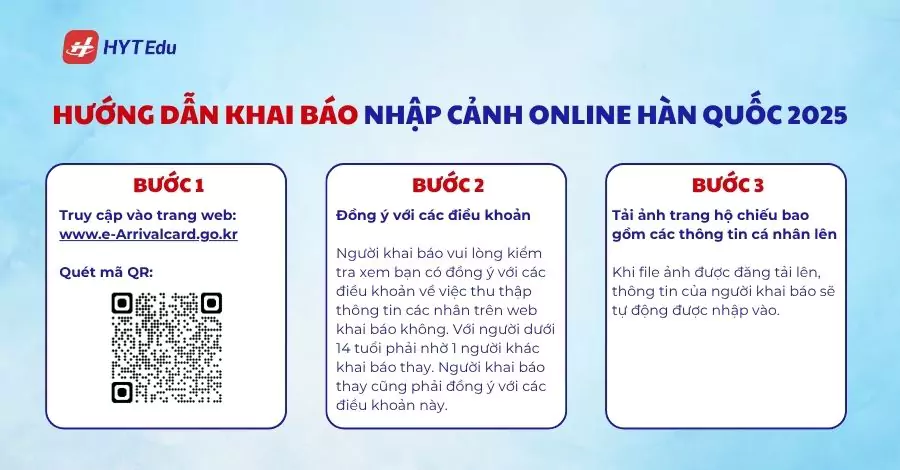 Các bước khai báo nhập cảnh online Hàn Quốc 2025 Bước 1-2-3