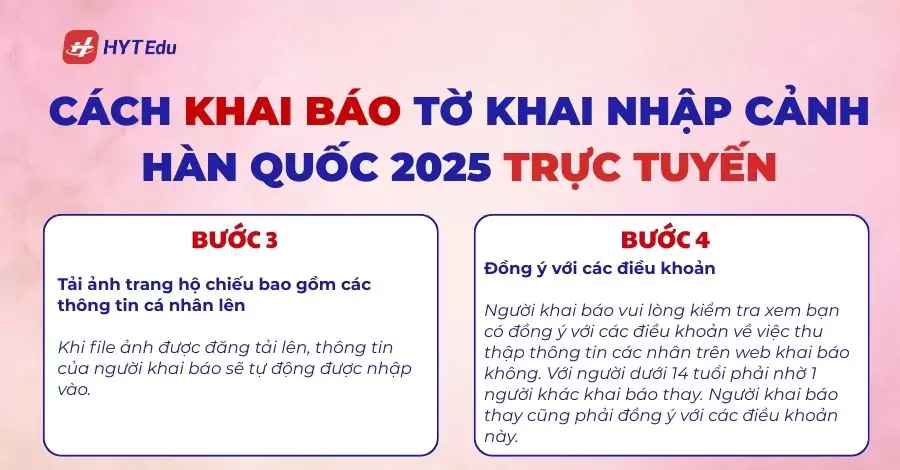 Cách khai báo tờ khai nhập cảnh Hàn Quốc 2025 trực tuyến bước 3 bước 4