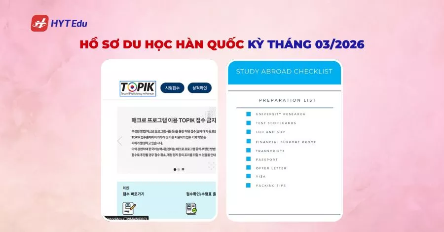 hồ sơ du học Hàn Quốc kỳ tháng 03/2026