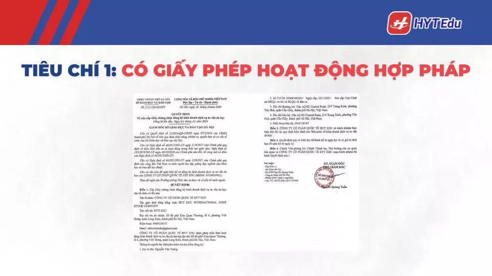 giấy phép trung tâm du học Hàn Quốc