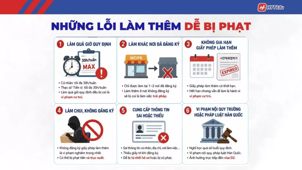 Làm thêm trái phép visa D2 tại Hàn Quốc