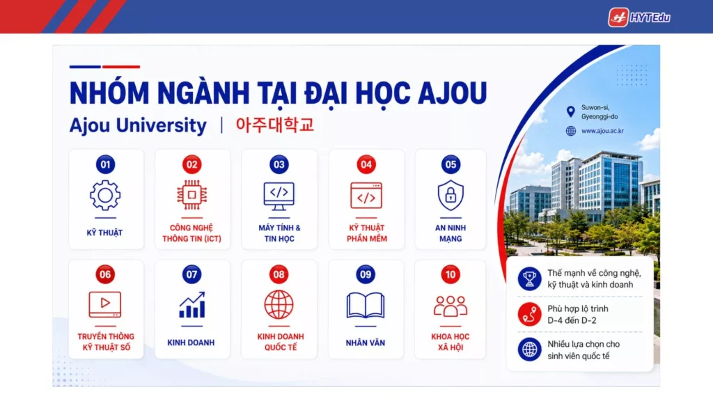 Đại học Ajou: Điều kiện, học phí, học bổng Các ngành học Đại học Ajou Engineering ICT Software Business International Business