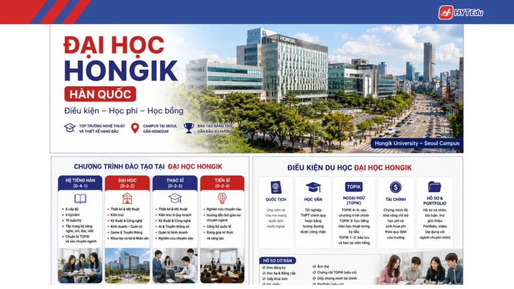 Điều kiện du học Đại học Hongik cho sinh viên Việt Nam