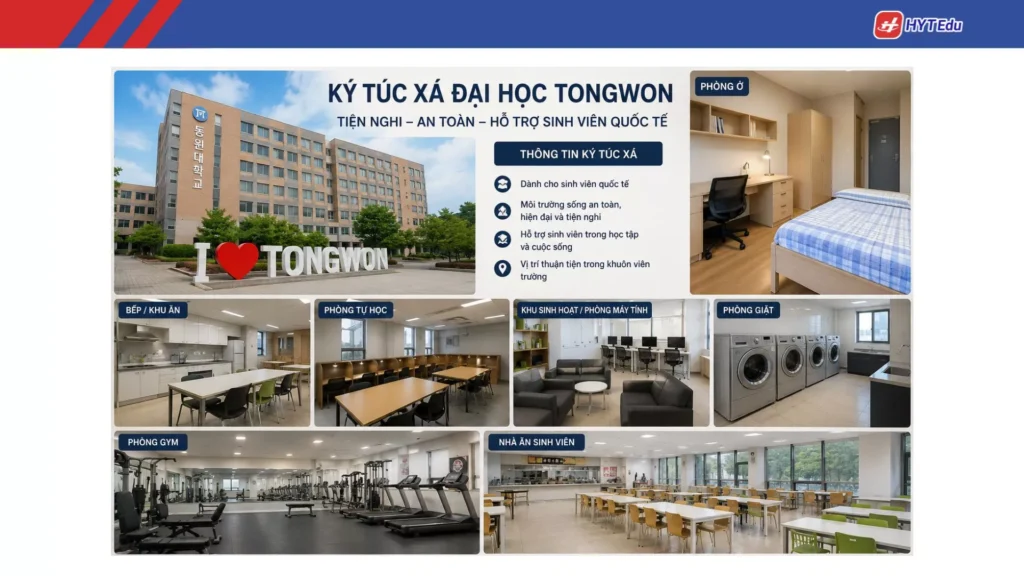 Ký túc xá Đại học Tongwon chi phí tiện ích sinh viên quốc tế