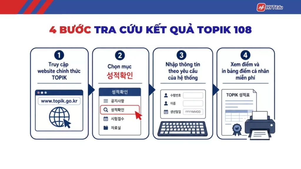 Tra cứu kết quả TOPIK 108 và in bảng điểm cá nhân