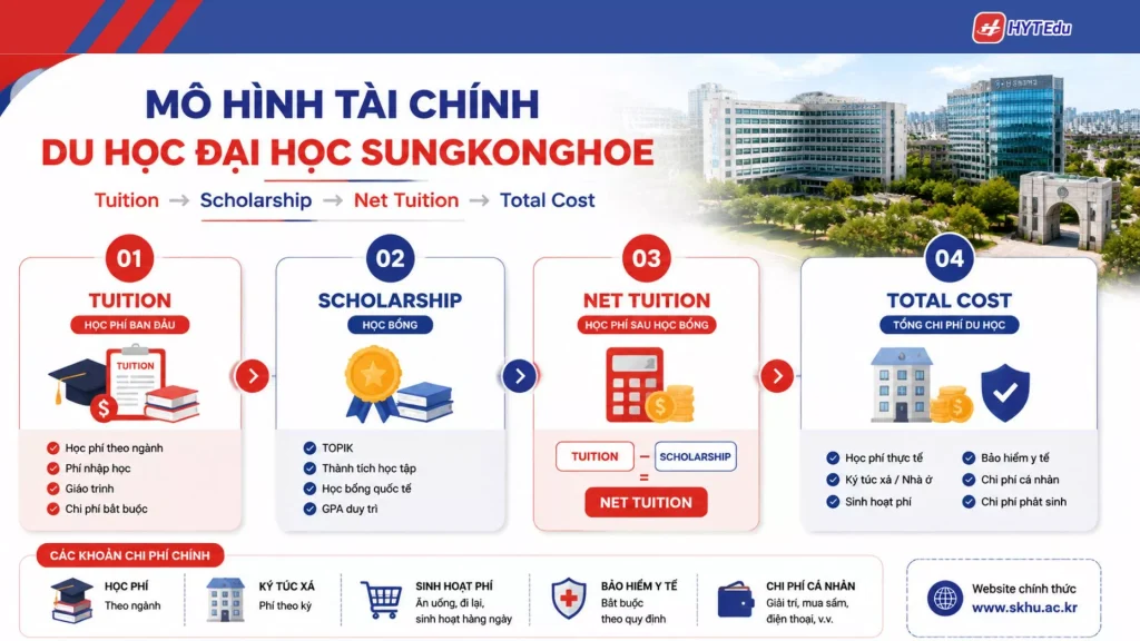 Đại học Sungkonghoe: Điều kiện, học phí, học bổng Học phí và học bổng Đại học Sungkonghoe Hàn Quốc