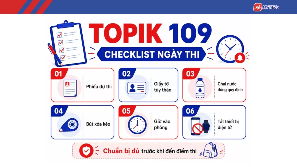Những giấy tờ và vật dụng cần chuẩn bị khi thi TOPIK 109