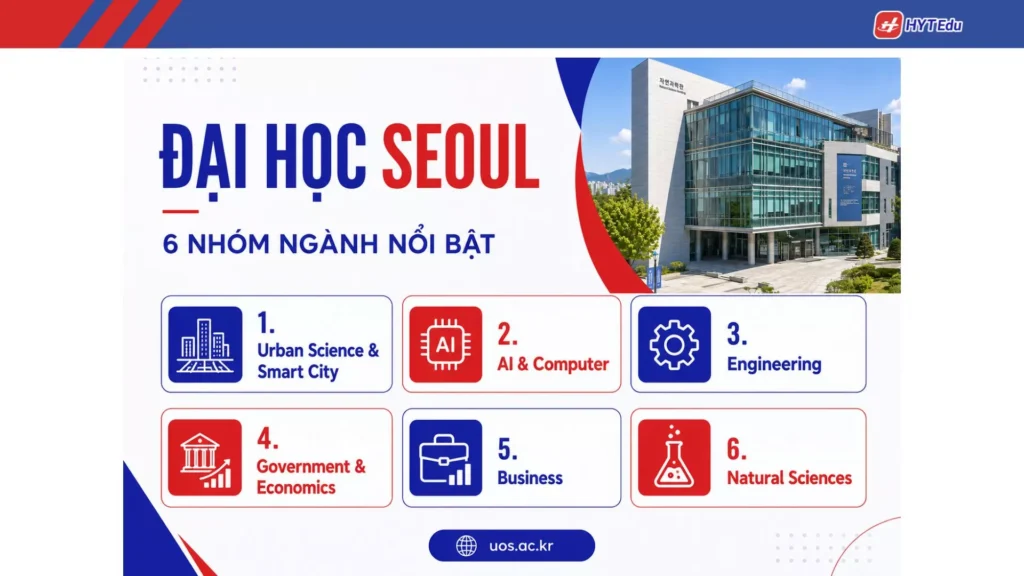 Đại học Seoul: Điều kiện, học phí, học bổng Các nhóm ngành nổi bật tại Đại học Seoul University of Seoul