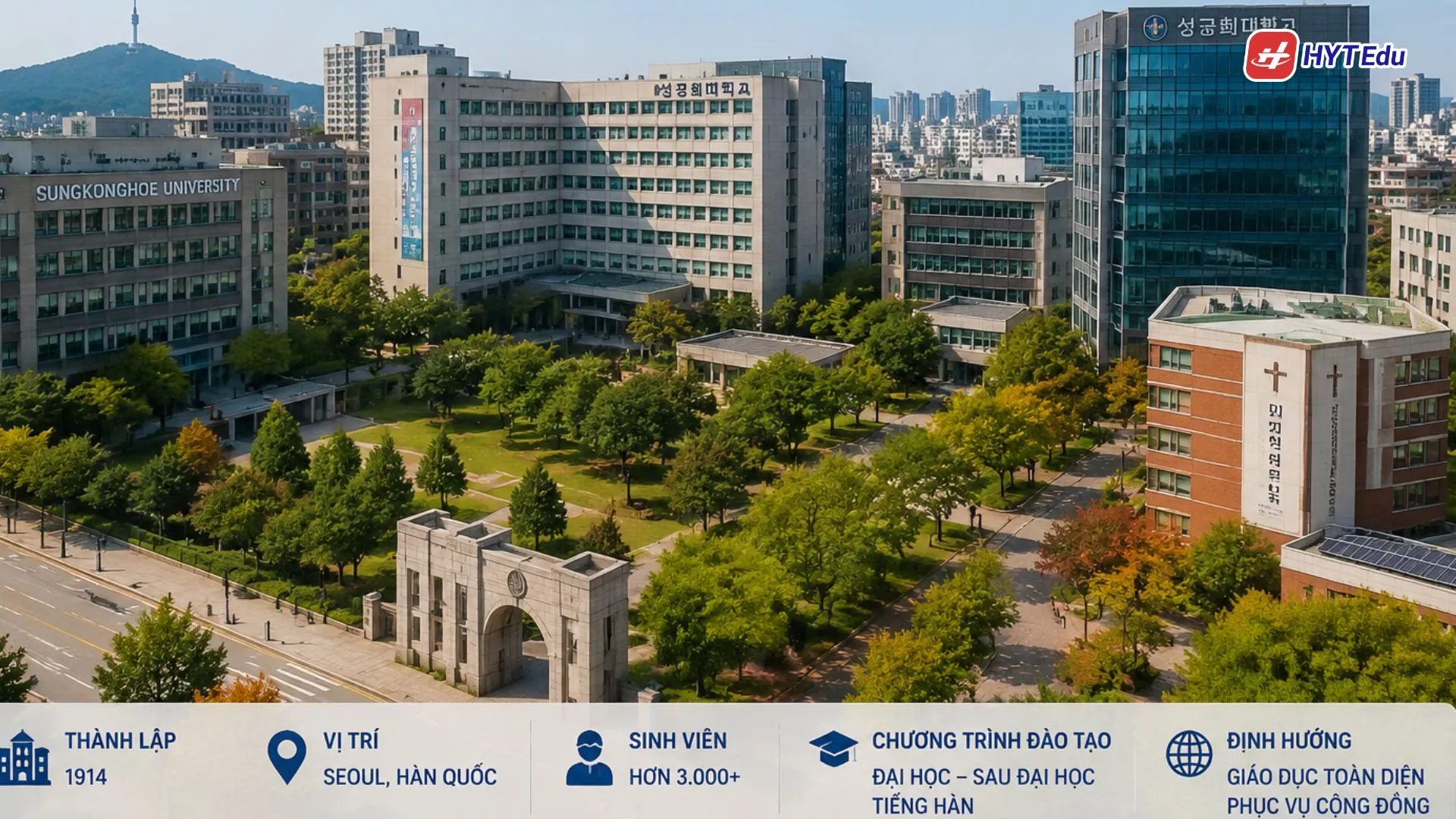 Đại học Sungkonghoe: Điều kiện, học phí, học bổng Khuôn viên Đại học Sungkonghoe tại Seoul Hàn Quốc