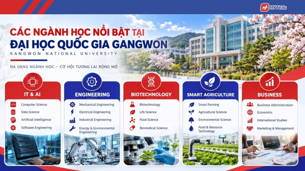 Các ngành đào tạo nổi bật tại Đại học Quốc gia Gangwon Hàn Quốc