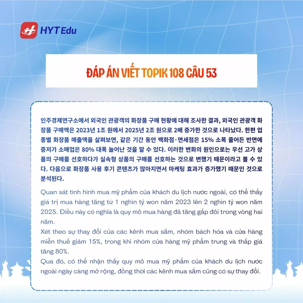 giải đề TOPIK 108 câu 53
