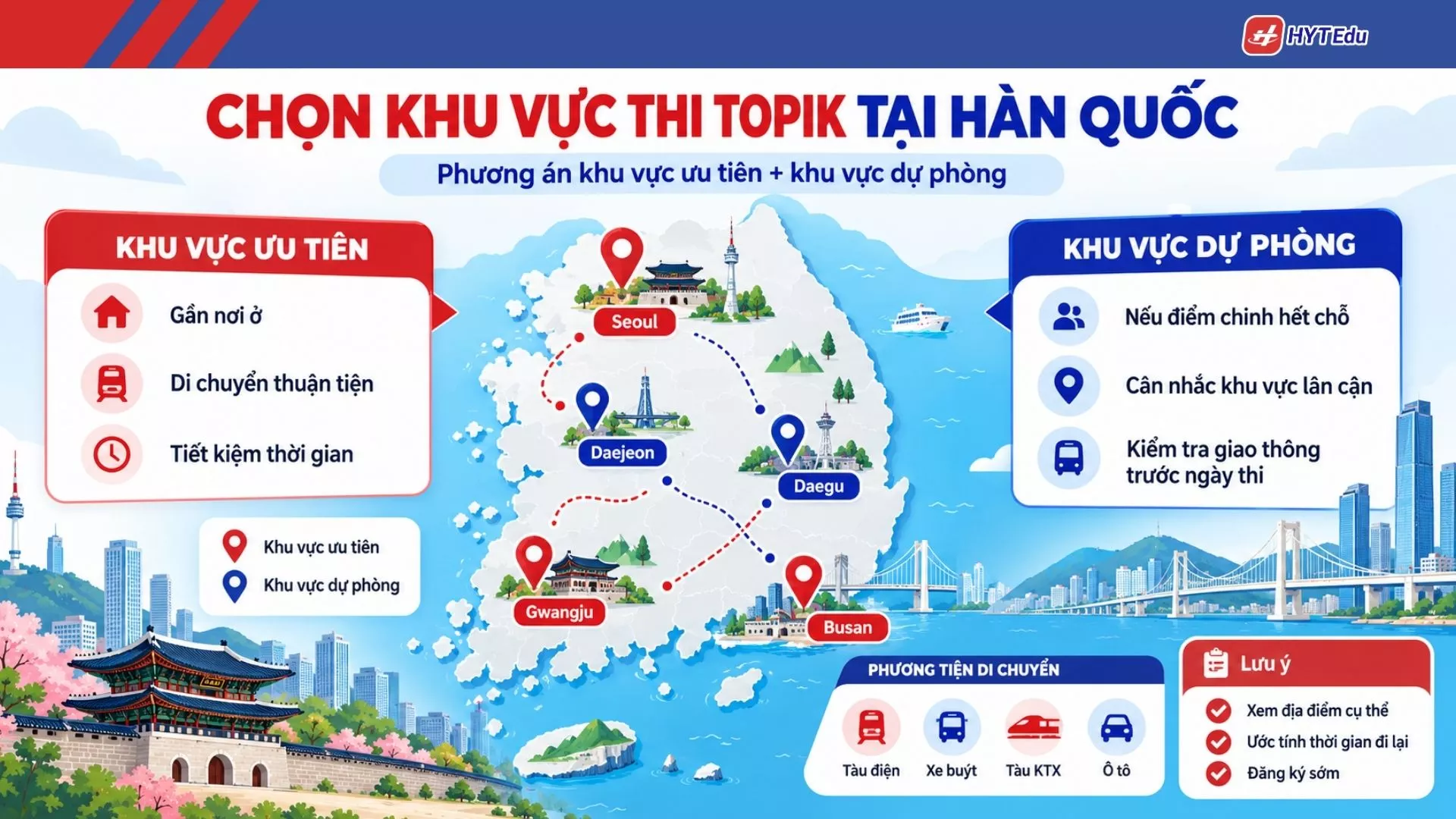 Cách chọn khu vực và địa điểm thi TOPIK tại Hàn Quốc